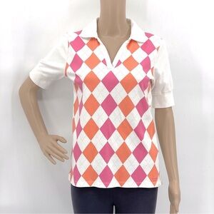 IZOD ARGYLE V-NECK POLO SHIRT.